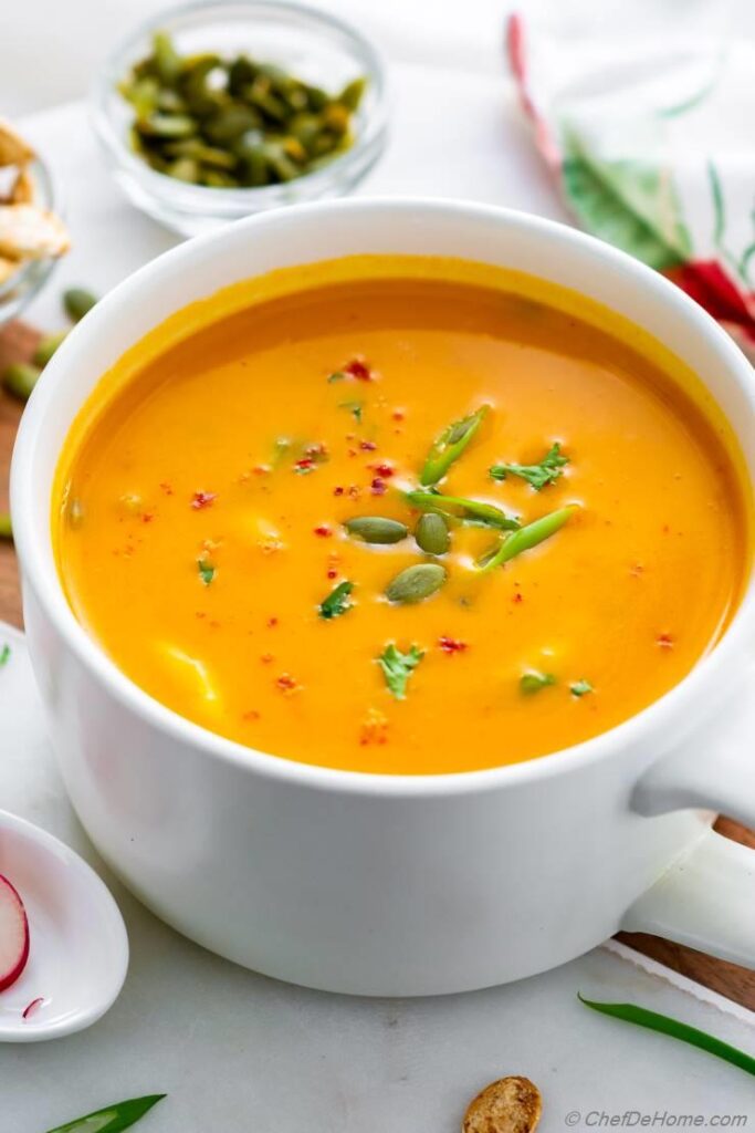 butternut soup with chili seasoning