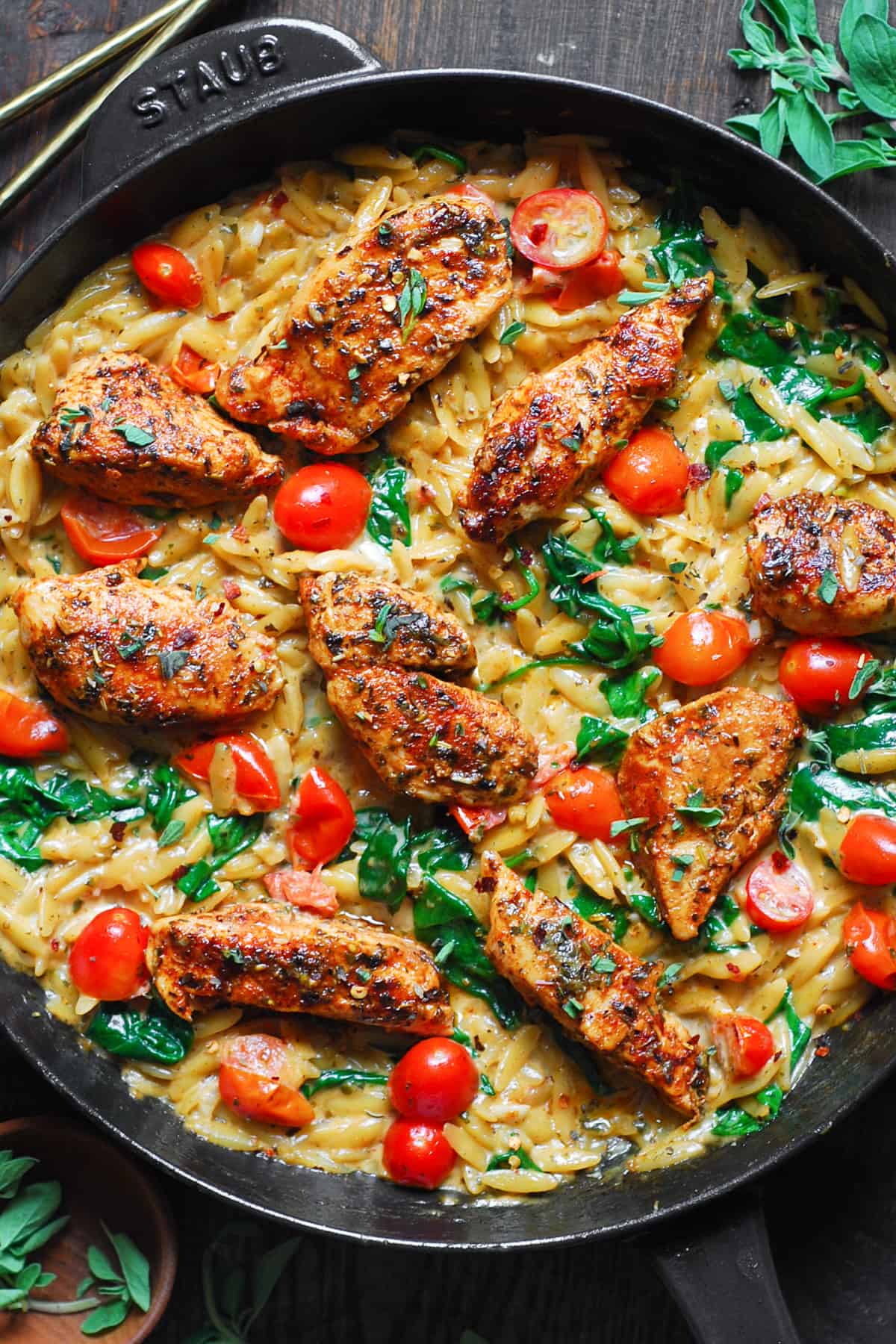 Chicken breast with tomatoes and spinach, healthy meals