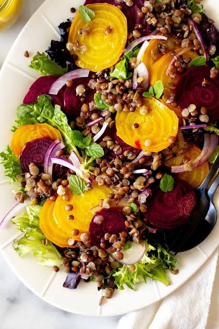 Beetroot and lentil salad