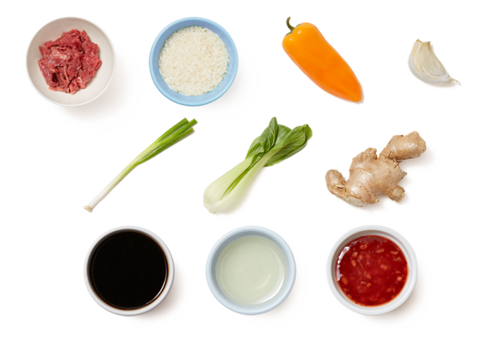 sweet chili beef spices, ginger, soy sauce, garlic, spring onion