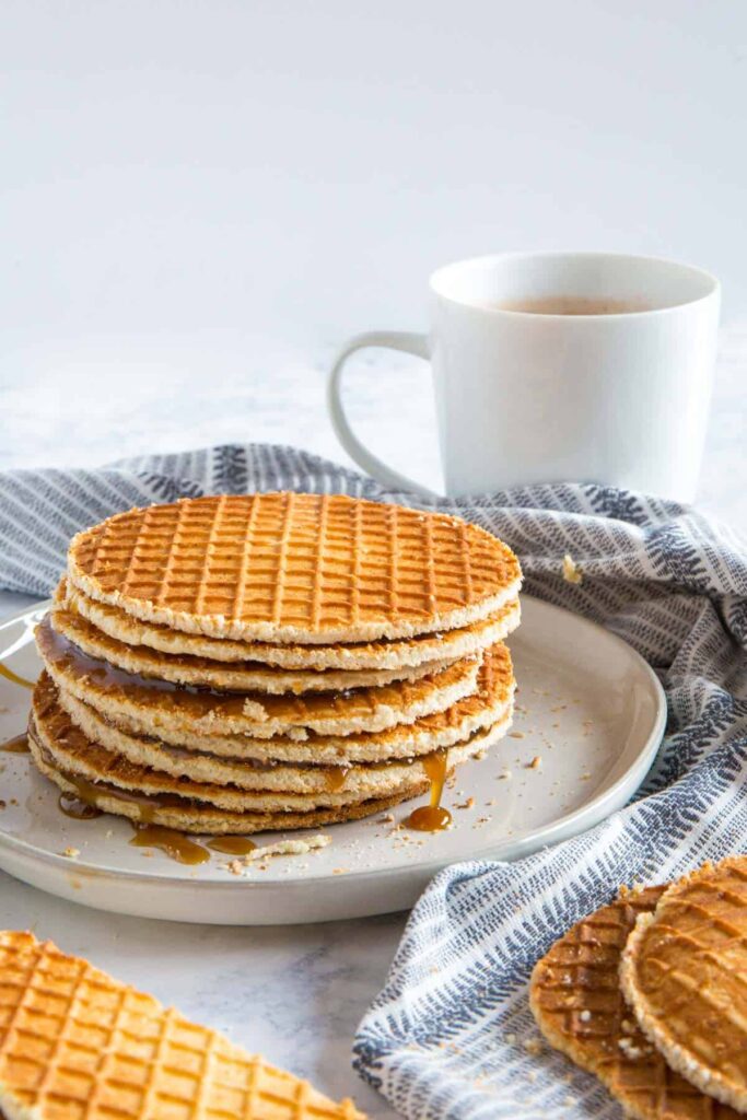 Tasty stroopwafels with coffee