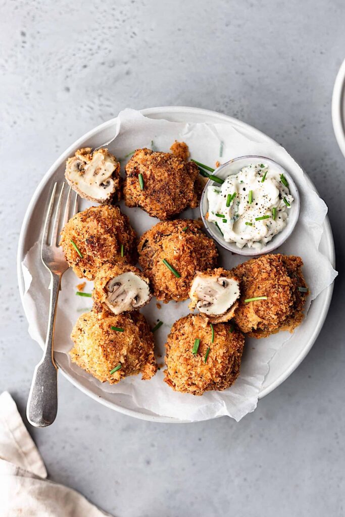 East garlic crumbed mushrooms for snacks