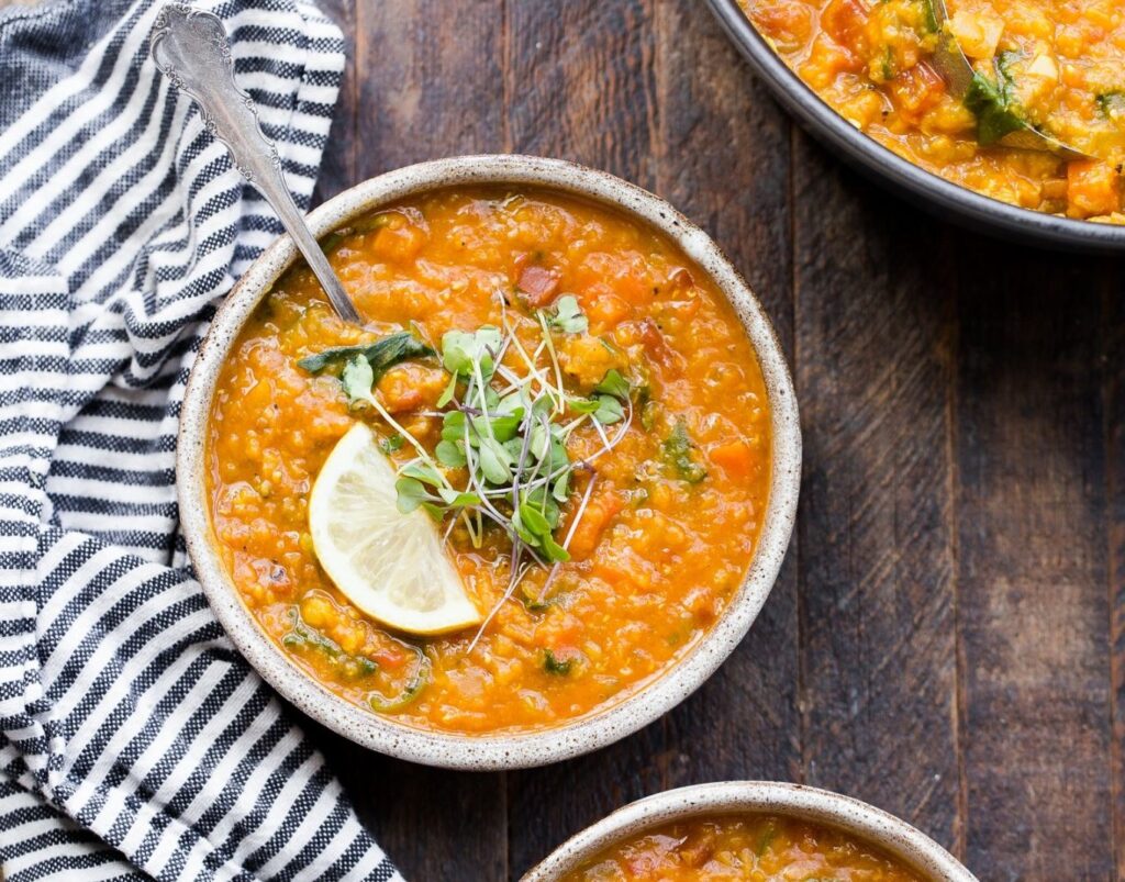 Delicious creamy red lentil soup. 