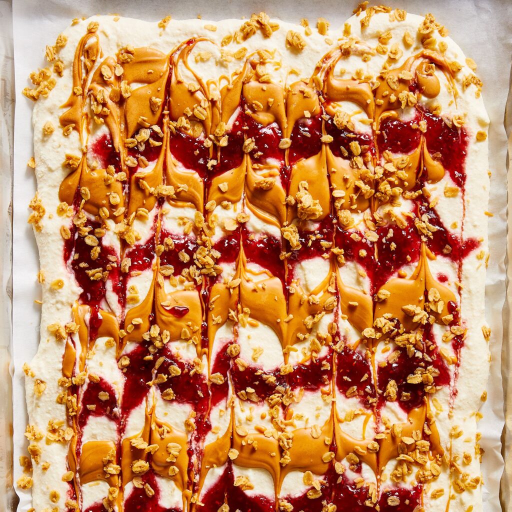 Strawberry peanut butter cottage cheese bark 