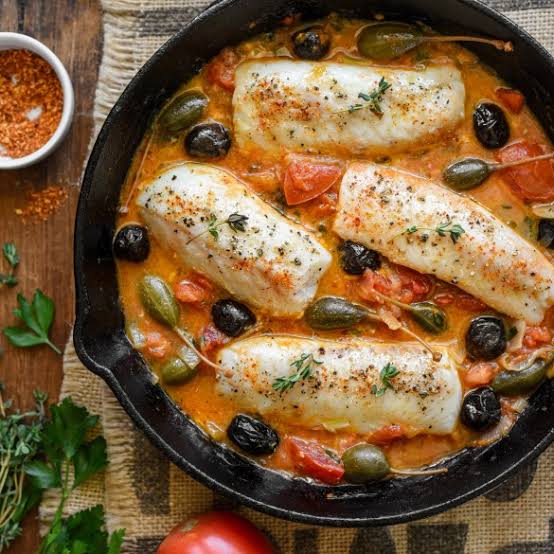 One pot Mediterranean Baked Cod dinner 