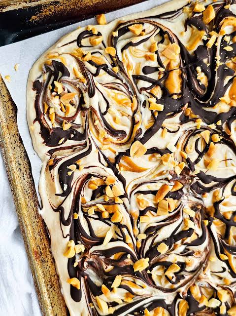 Caramel nuts cottage cheese bark 