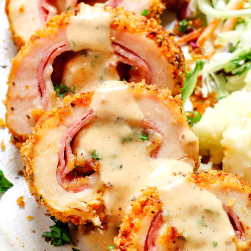 Easy chicken gordon Bleu recipe with cheese sauce 